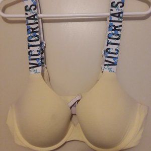 Victoria's Secret TShirt Lightly Lined Bra  Size 34B Color Yellow Floral Strap